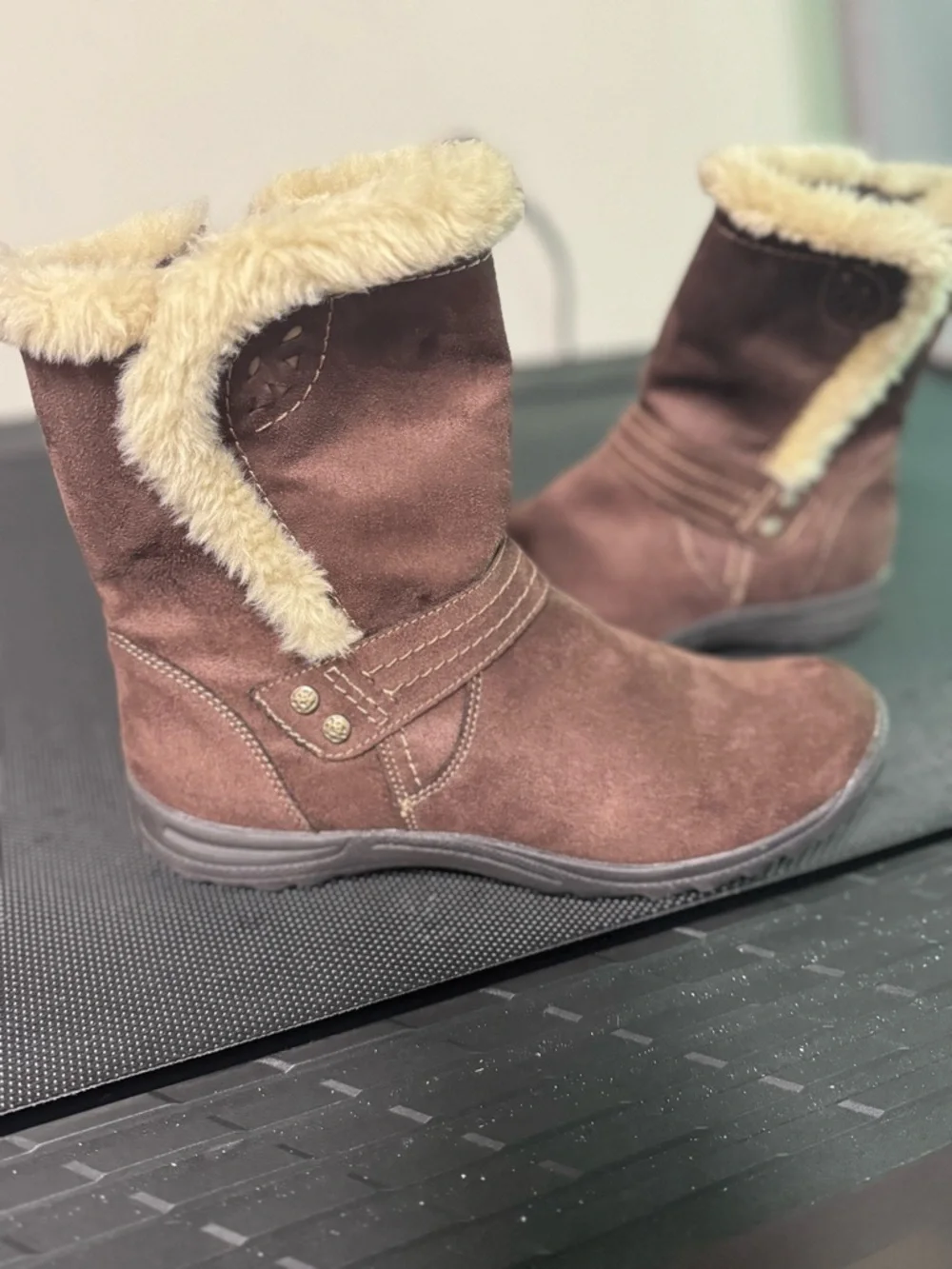 Earth Spirit Faux Suede & Fur Mid-Calf Boho/Moto Winter Boots – Size 10